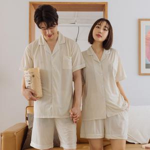 (제이지몰)커플잠옷세트 여름 냉감 반팔 파자마 여성 남자 체크 잠옷