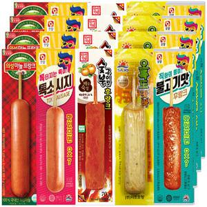 의성마늘프랑크4+숯불구이맛4+오륙도맛바4+톡소시지4+불고기맛후랑크4 20개/편의점 핫바 소세지
