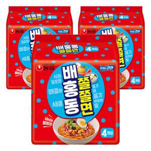 농심 배홍동쫄쫄면 129g 4입, 3개
