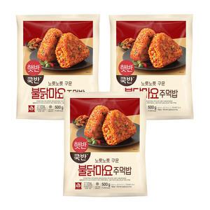 [소비기한 임박] CJ 햇반 쿡반 불닭마요주먹밥, 500g, 3개 (총 15입)