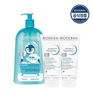 에이비씨덤 젤 무쌍 1L + 아토덤 프리벤티브 200ml x2 (아기 클렌징크림 세트)