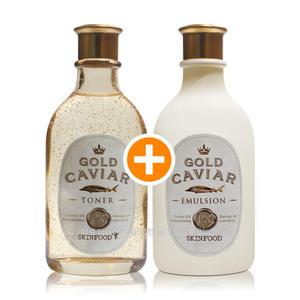 스킨푸드 골드 캐비어 이엑스 2종 토너 145ml + 에멀전 145ml 스킨 로션 주름개선
