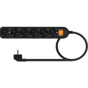 강원전자 NETmate 6구 16A 메인스위치 접지 SAFE 멀티탭 블랙 (1.5m) NM-SB615
