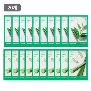 이니스프리 그린티 에너지 마스크 22mL 10매 + 알로에 에너지 마스크 22mL 10매 (총 20매)