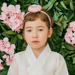 호박 한복 머리띠 유아헤어밴드