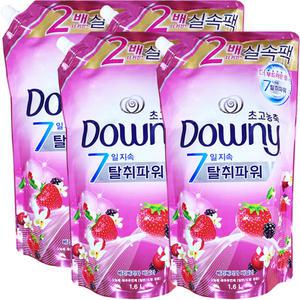 다우니 7일지속 탈취파워 섬유유연제 베리베리와 바닐라 리필 1.6L 4개