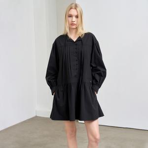 WOMAN 루즈핏 핀턱 원피스 [BLACK] / WBE1L15501