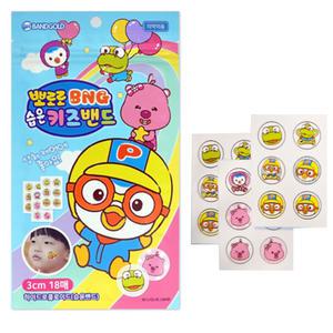 뽀로로 BNG 습윤키즈밴드 18매입 하이드로콜로이드 습윤밴드 캐릭터 원형밴드 상처케어