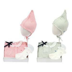 갤러리아 (출산,조카,백일선물)GN/OR)쁘띠체크세트바디슈트+IV)골지프릴하프