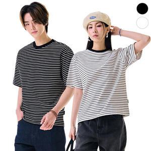 [체이스컬트] 공용 핀 디테일 스트라이프 반팔 T-SHIRT/2Color