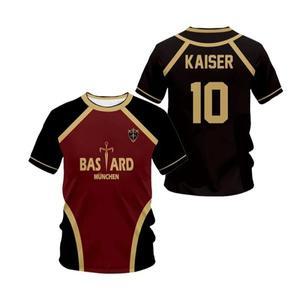 Jersey Futsal Pattern Vl Replika Blue Lock Anime Bastard 뮌헨 여름 남성 및 여성 3Dt 셔츠 캐주얼 스포
