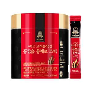 고려홍삼중앙회 6년근 고려홍삼정 홍삼을 통채로 스틱, 100포 + 쇼핑백, 1개