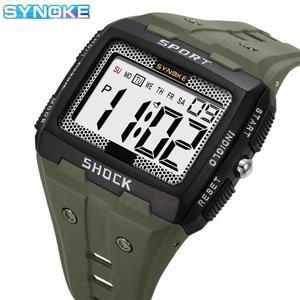 SYNOKE 큰 숫자 전체 크기 디지털 시계 쉬운 5ATM 방수 손목 카운트다운 Reloj Hombre