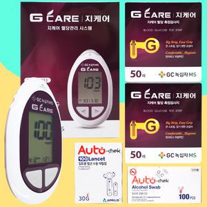 지케어 G300 녹십자 혈당측정기+당뇨검사지100매+사혈침100+솜100 Gcare 혈당시험지 당체크 당뇨키트