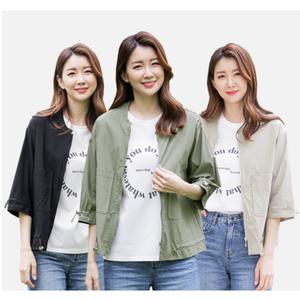 여성 릴렉스 블루종 인견 7부 집업 자켓 스판 점퍼