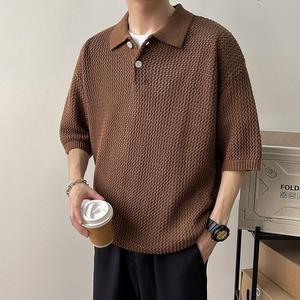 님성 데일리 반팔티 카라 펀칭 니트 폴라 반팔 여름 빈티지 셔츠 티 배기 상의 다올2