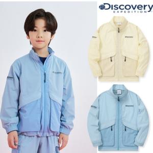 [디스커버리키즈](하남점)키즈 배색 스탠넥 경량 바람막이 자켓 DKWJ76043