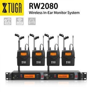 XTUGA RW2080 전체 금속 이어폰 모니터 무선 시스템 다중 송신기 전문 무대 공연