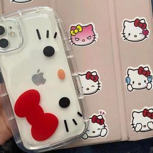페이스 레드 보우 스트랩 팻 폰 케이스 iPhone 16 14 12 13 11 15 Pro Max XR XS MAX 7 8Plus MINI Y2K Girl Cover