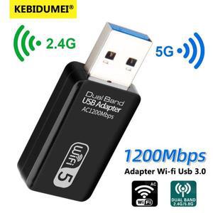 1200Mbps 5G Wifi 어댑터 Usb 3.0 네트워크 카드 USB 동글 2.4G/5G 듀얼 Lan 수신기 (PC 노트북 용)