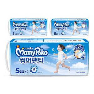 마미포코 썸머팬티 팬티형 기저귀 여아 5단계 특대형 120매(40매, 3입), 1개