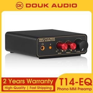 Douk Audio T14-EQ 스테레오 RIAA MM MC 포노 스테이지 프리앰프, 홈 턴테이블 3.5mm 헤드폰 앰프 포함