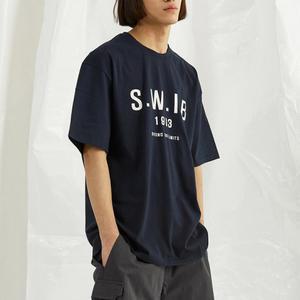 [스위브]유니)THIN FONT LOGO T-SHIRTS (NAVY ) LSQMCTA411M