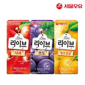 서울우유 리이브 3종 190mlx24팩 사과/포도/제주감귤/아기주스