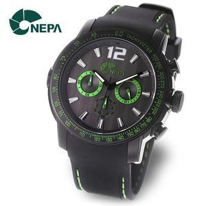 [네파] NEPA 크로노그래프 야광 남성 실리콘 손목시계 N5013-GREEN