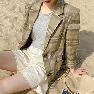 [공구우먼] 쿨린넨 체크 자켓 59064 빅사이즈