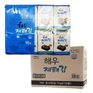 해우촌 재래김 4g 160봉 1박스 곱창 구운 돌 조미 파래 도시락김 16단