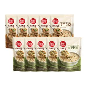 햇반 소프트밀 420g, 소고기죽, 5개 + 녹두닭죽, 5개