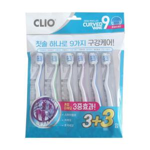 클리오칫솔 어금니칫솔 커브드나인 스파이럴모 3+3입