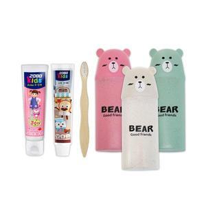 애경 키즈 2스텝 3스텝 대나무 칫솔 판다 여행용세트 곰돌이 동물 캐릭터 칫솔치약세트 양치컵