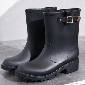 [하프클럽/다잇템]여자 워터프루프 버클 데일리 SS 검정 레인부츠