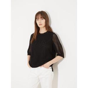 갤러리아 크로셰 자수 티셔츠 VOCAL3M3321