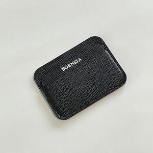 보엔시아 3포켓 엡송 가죽 수제 이니셜 카드지갑_블랙