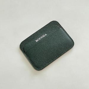 보엔시아 3포켓 엡송 가죽 수제 이니셜 카드지갑_말라카이트