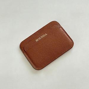 보엔시아 3포켓 엡송 가죽 수제 이니셜 카드지갑_탄