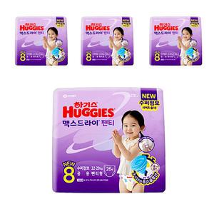 2024 하기스기저귀 맥스드라이 8단계 팬티형 공용 26매x4팩 슈퍼점보 아기기저귀