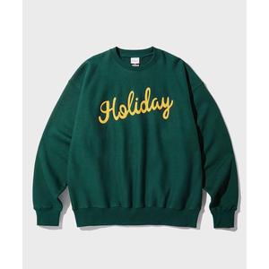 아웃스탠딩 VSC SWEAT HOLIDAY 그린 라운드 티셔츠 데일리 맨투맨 오버핏 기본