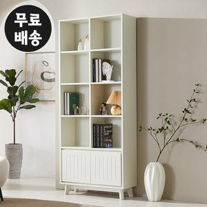 [벤티스가구]루엘 높은 책장 문있는 전면 아이방 서재 높은 소형 전면 책꽂이 5단(800/화이트)