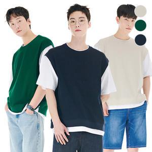 (체이스컬트) 레이어드 반팔 T-SHIRT/3Color
