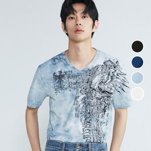 [롯데백화점]버커루 남성 30수 스컬 V넥 반팔 티셔츠 B232TS392P