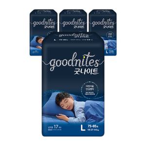 굿나이트 팬티형 안심 샘방지 키즈 아기기저귀 남아용 대형(L) 68매