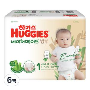 하기스 2024 안심 샘방지 네이처메이드밤부 밴드형 아기기저귀 남녀공용 1단계 408매