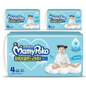 마미포코 유아용 안심 샘방지 하이퍼드라이 팬티형 아기기저귀 대형 여아용 126매 4단계