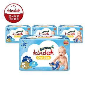 킨도 오슬림 썸머팬츠 팬티형 기저귀 5단계 특대형(9∼14kg) 34매x4팩