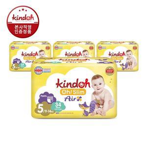 킨도 오슬림 에어 팬츠 기저귀 5단계 특대형(9∼14kg) 34매x4팩