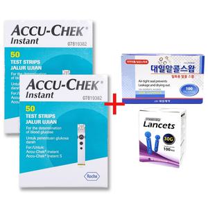 당뇨 혈당시험지 아큐첵 인스턴트 혈당검사지 50매 + 대일알콜스왑100매입 + SD채혈침100개입